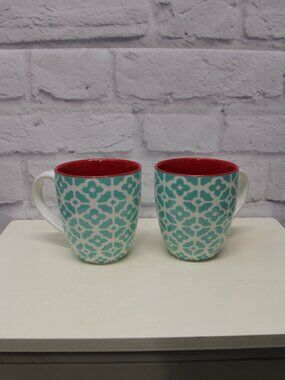 DOWAN Ceramic Coffee Mugs Set of 2  Boho-Mosaic Vibrant Joy Kitchen Collection